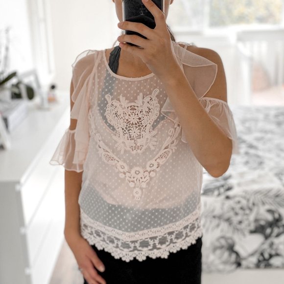 Forever 21 Ruffled Lace-Trim Top, size XS - Picture 4 of 4